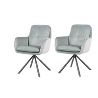 Armlehnstuhl-Set Parma S 2er-Set - Schwarz/Mintgrün, MODERN, Textil/Metall (63/89/70cm) - MID.YOU