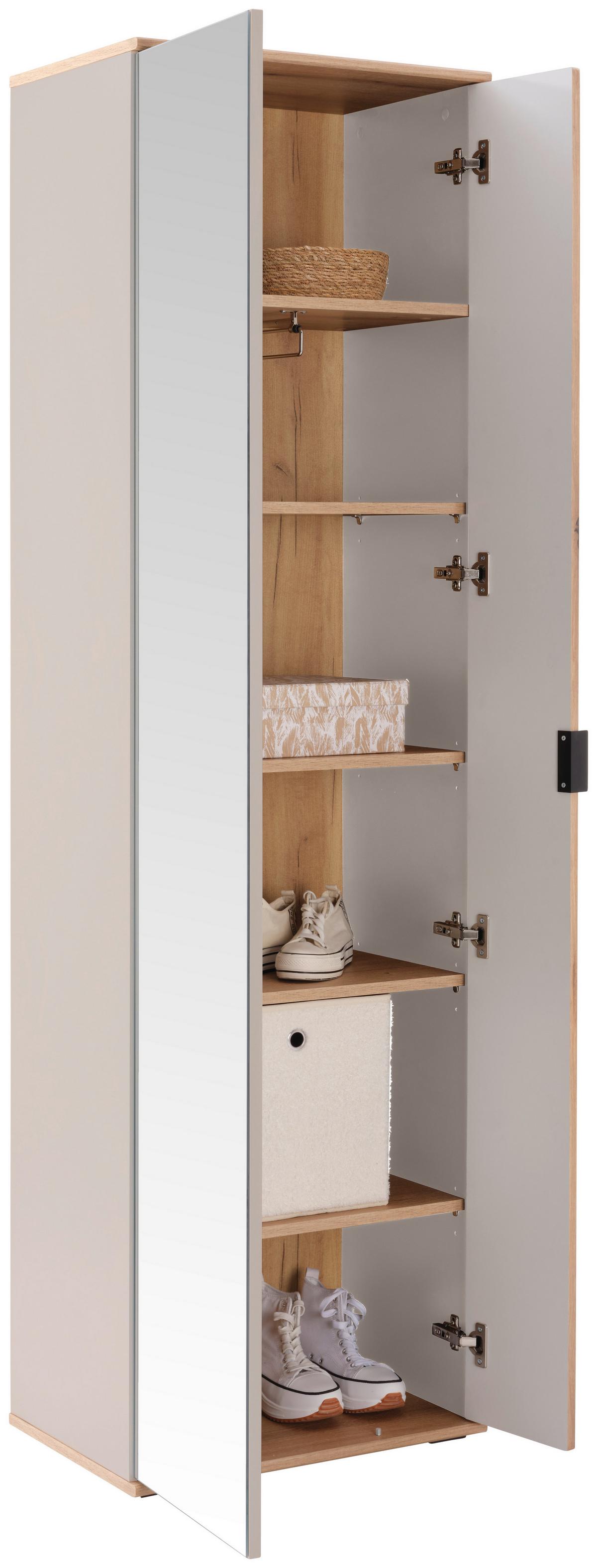 Garderobenschrank Clever Eiche Dekor/Kaschmir B: 55,5cm - Kaschmir/Eichefarben, MODERN, Glas/Holzwerkstoff (55,5/193/38cm)