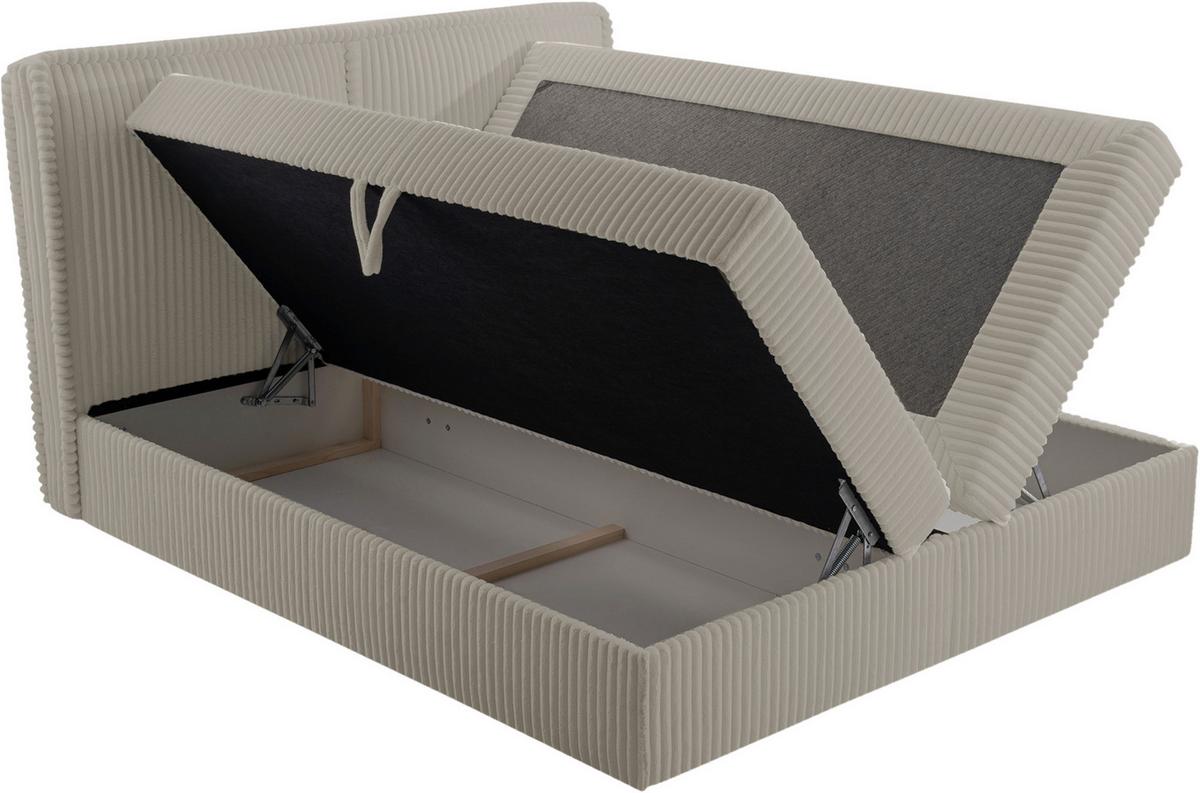 Boxbett Barcelona Lf: 180x200 Beigebraun - Beigebraun/Schwarz, MODERN, Holz/Kunststoff (180/200cm) - MID.YOU