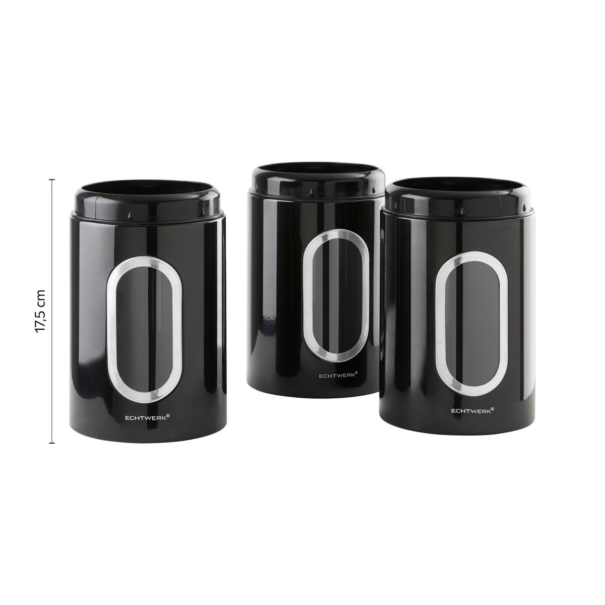 Vorratsdosen 3er-Set Auslaufsicher - Schwarz, Trend, Metall (11/17,5cm) - Echtwerk
