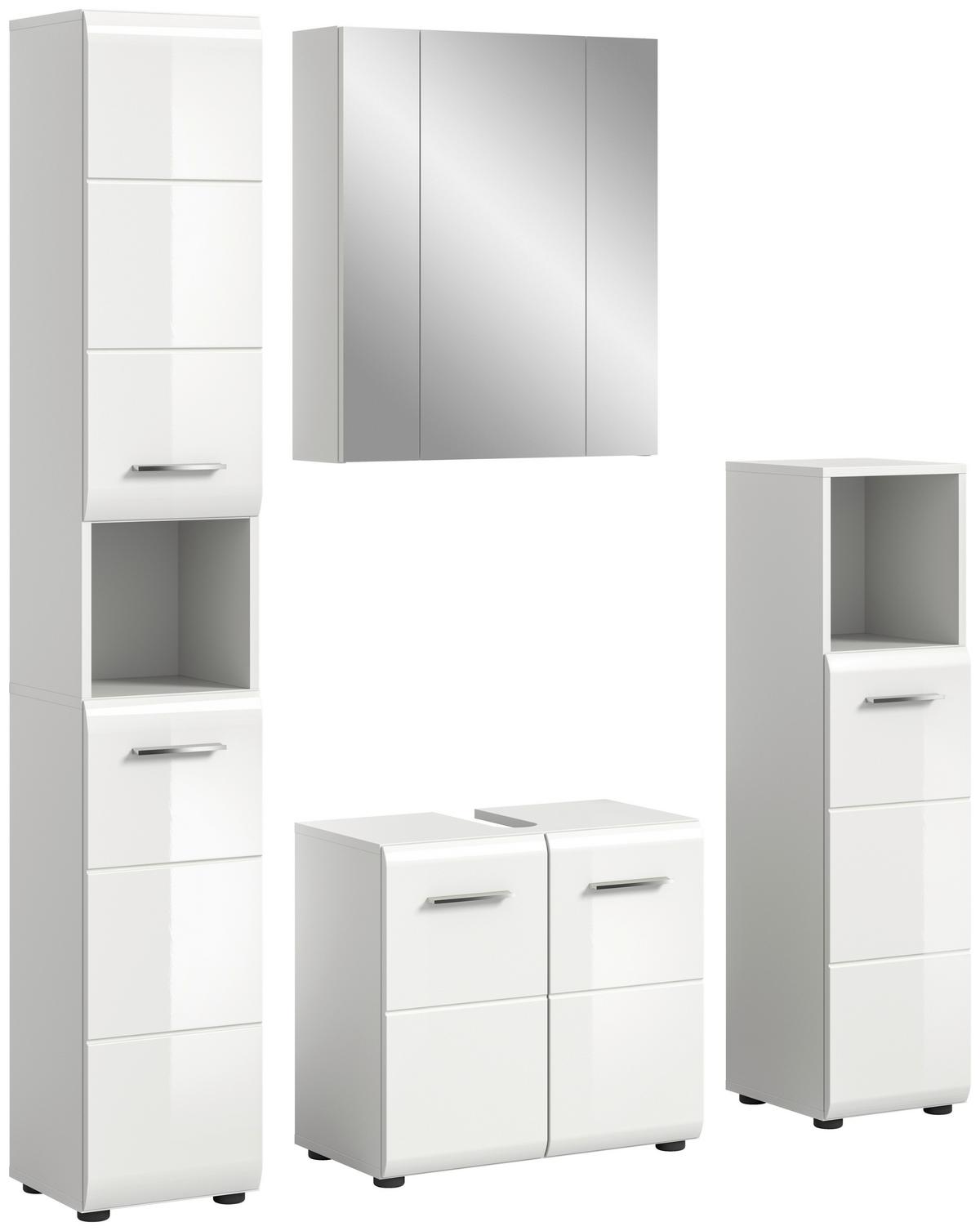 Badezimmer Ice Weiß Hg B: 120 Cm - Weiß Hochglanz/Schwarz, MODERN, Holzwerkstoff (120/185/31cm) - MID.YOU