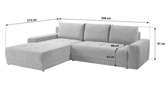 Ecksofa mit Schlaffunktion + Bettkasten Adria, Samt - Dunkelblau, MODERN, Textil (213/308cm) - Luca Bessoni