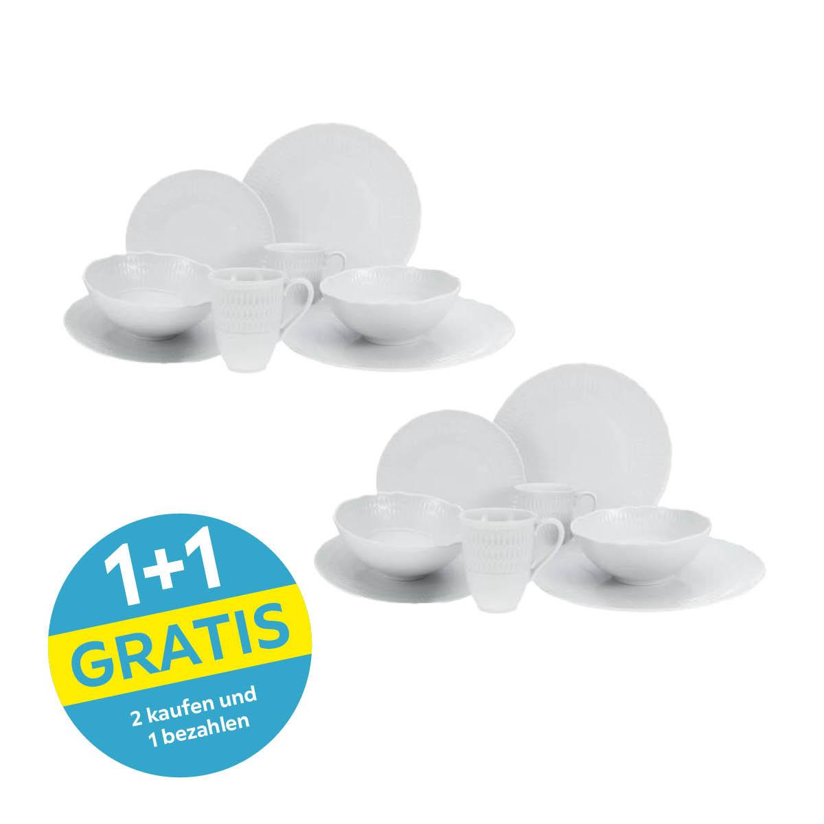 Kombiservice Sofia Keramik 2 Personen Geschirr Set Weiß - Weiß, Trend, Keramik - Creatable