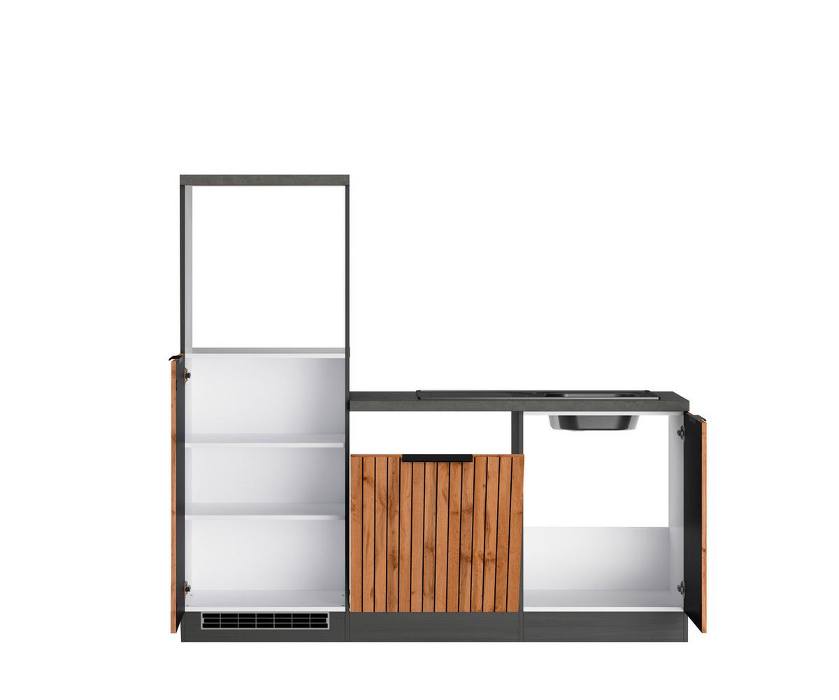 Eckküche Liverpool Graphit/ Eiche Dekor S: 240x240 cm - Schieferfarben/Eiche Wotan, Basics, Holzwerkstoff (240/240cm) - Held