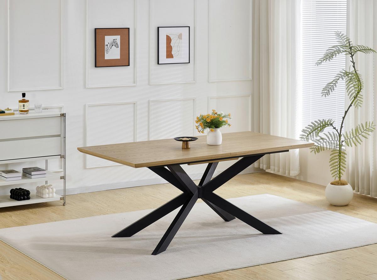 Esstisch Kalmar Schwarz/EichefarbenL:180-230cm - Eichefarben/Schwarz, MODERN, Holz/Holzwerkstoff (180/230/90/76cm) - P & B