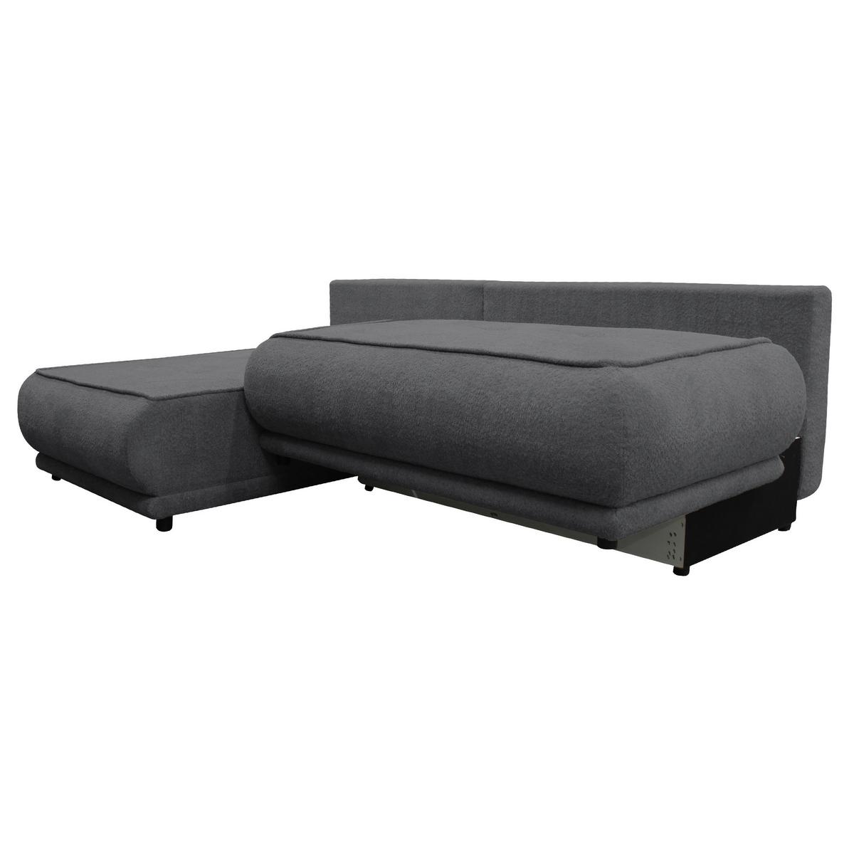 Ecksofa Paros Dunkelgrau 179x277 Cm - Dunkelgrau/Schwarz, Design, Textil (179/277cm) - MID.YOU