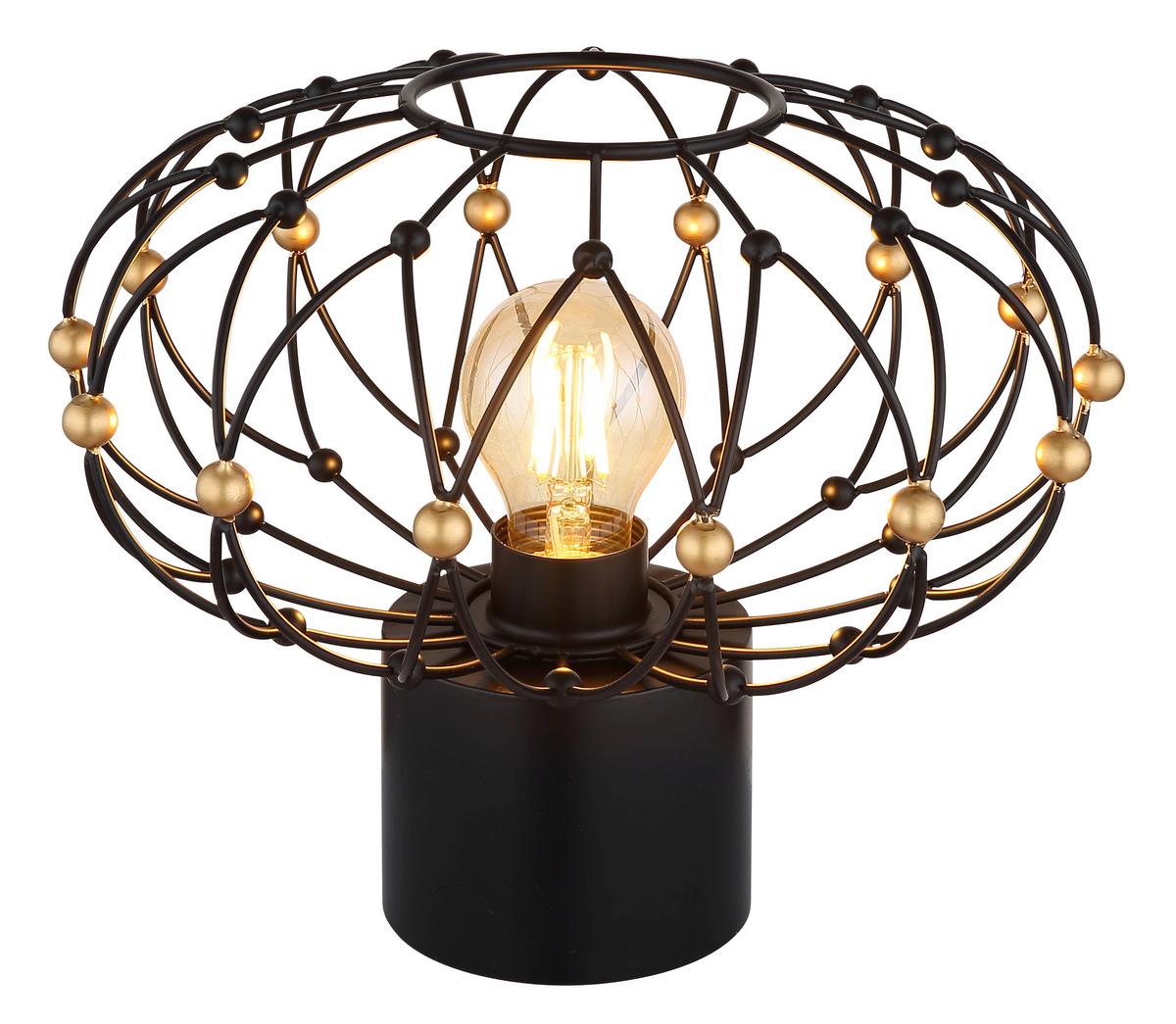 Tischleuchte Schwarz Goldfarben D: 28 cm - Goldfarben/Schwarz, Design, Kunststoff/Metall (28/25cm) - Globo