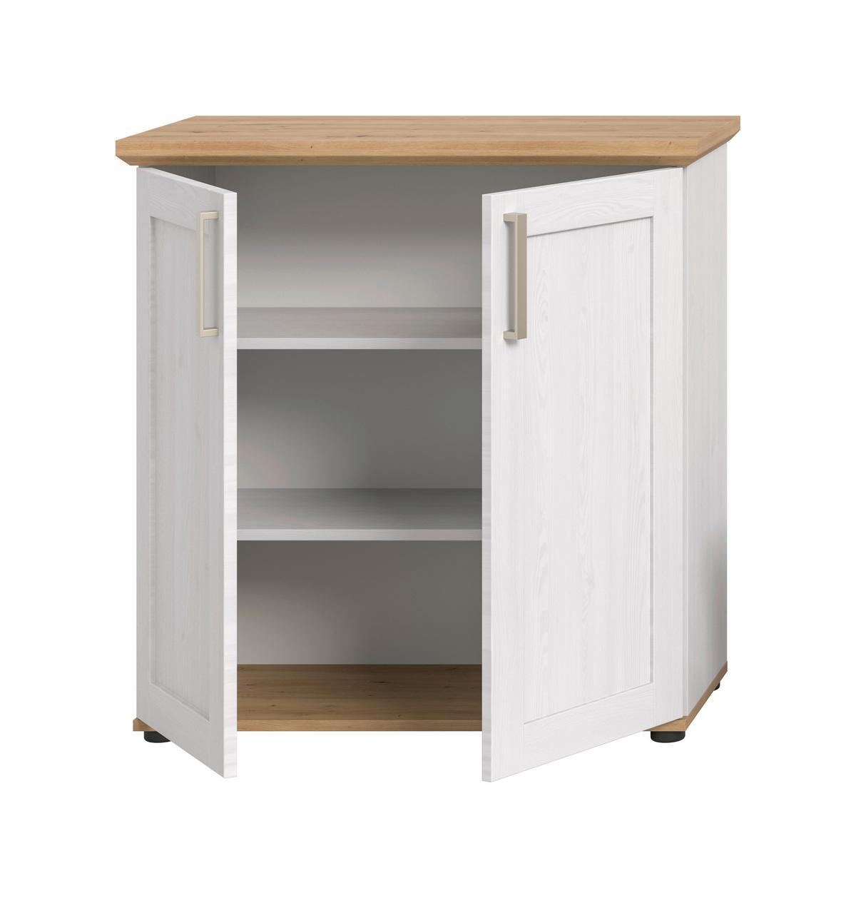 Highboard Verona Lärchefarben /Eiche Dekor B: 84cm - Lärchefarben/Schwarz, Design, Holzwerkstoff (84/88/37cm) - Livetastic
