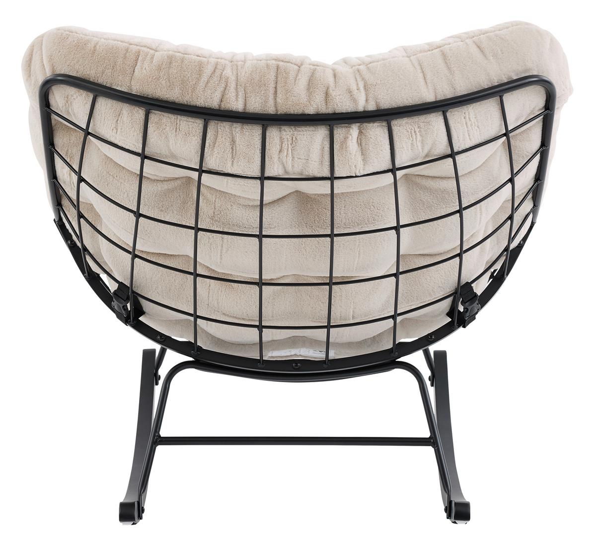 Hojdacie kreslo CLOUD, béžová umelá kožušina - čierna/béžová, Modern, kov/drevo (96/88/103cm) - Mömax
