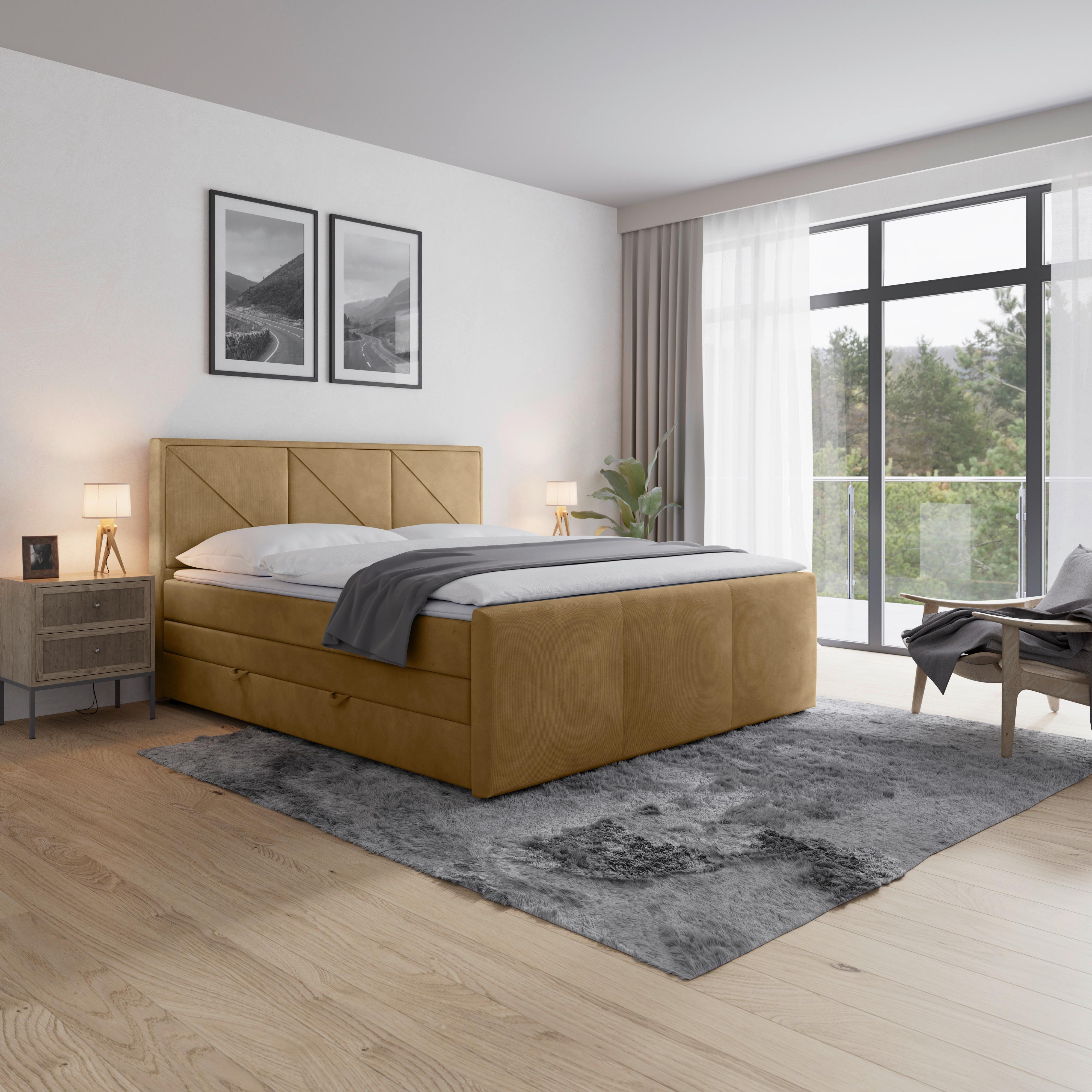 Boxspringbett Bologna 180x200 cm Beige - Beige, MODERN, Holz/Kunststoff (180/200cm) - MID.YOU