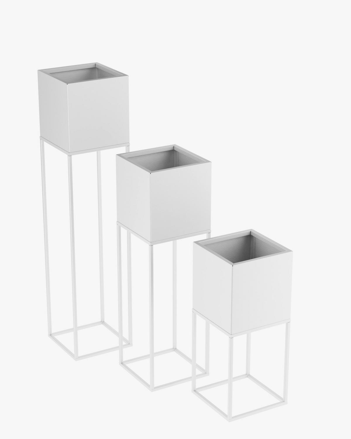 Blumenständer Metall Weiß Bxhxt: 19x87x19 Cm - Weiß, Basics, Metall (19/87/19cm)