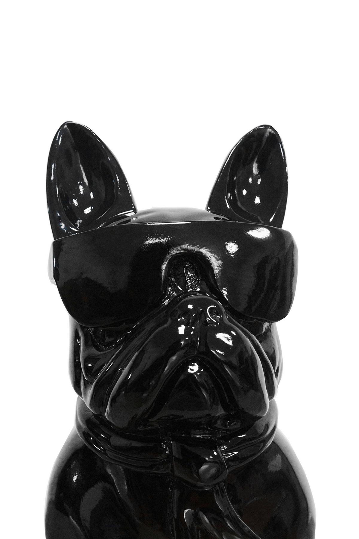 Skulptur Bulldog Schwarz, 27x37 cm - Schwarz, Trend, Naturmaterialien/Stein (27/37/19cm) - Kayoom