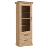 VITRÍNA CANNES - barvy dubu/černá, Romantický / Rustikální, kov/kompozitní dřevo (74/205/47cm)