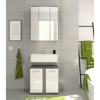 Kúpeľňa Blake, 2-dielna, bielo-šedá - čierna/biela s vysokým leskom, Modern, kompozitné drevo/plast (60cm) - MID.YOU