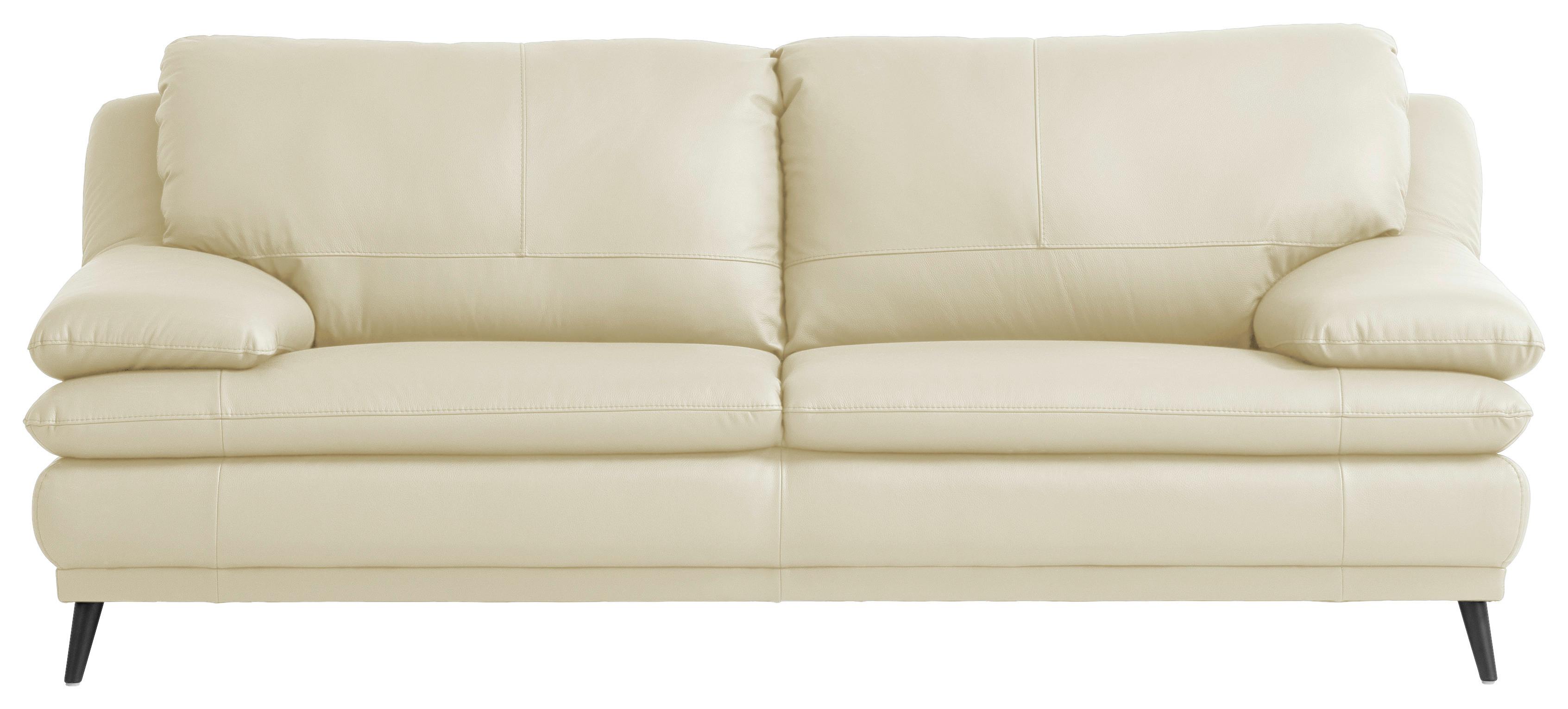 Trojmiestna pohovka FERRARA II - čierna/krémová, Modern, kov/koža (214/88/92cm)