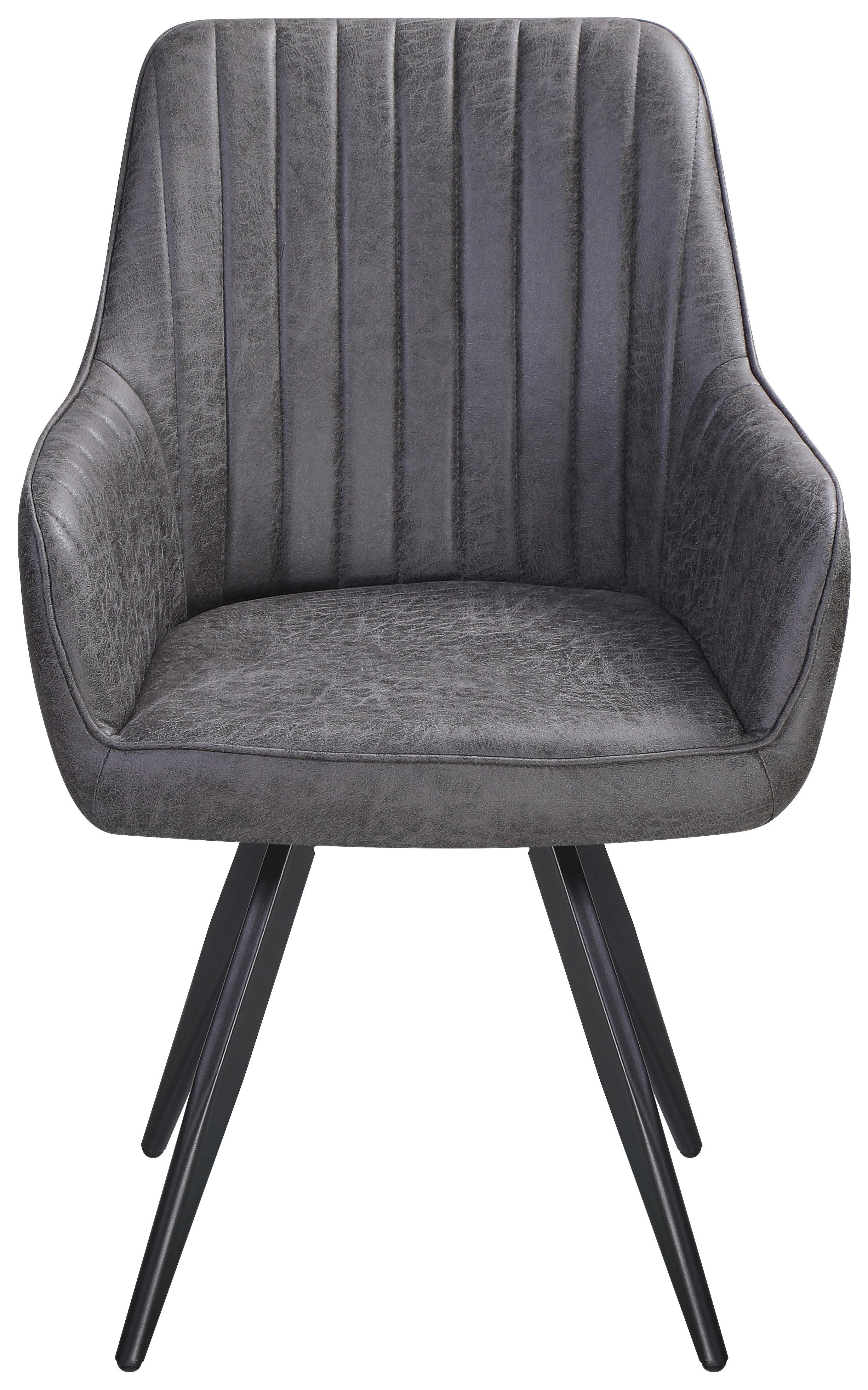Stuhl Bella Webstoff Braun, 360° drehbar - Schwarz/Braun, KONVENTIONELL, Textil/Metall (63/90/61cm)