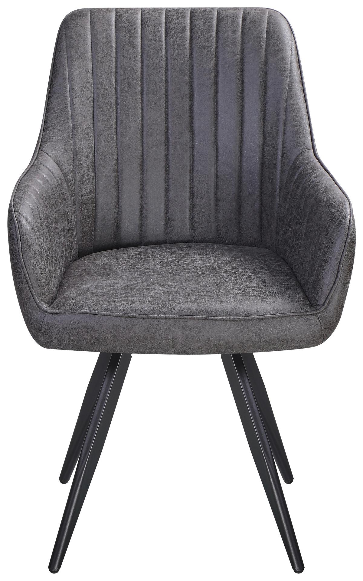 Stuhl Bella Webstoff Braun, 360° drehbar - Schwarz/Braun, KONVENTIONELL, Textil/Metall (63/90/61cm)
