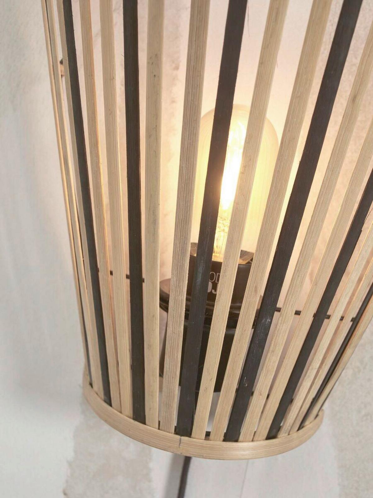 Wandleuchte Merapi Naturfarben/schwarz - Schwarz/Naturfarben, Trend, Holz (15/30/30cm) - Good & Mojo