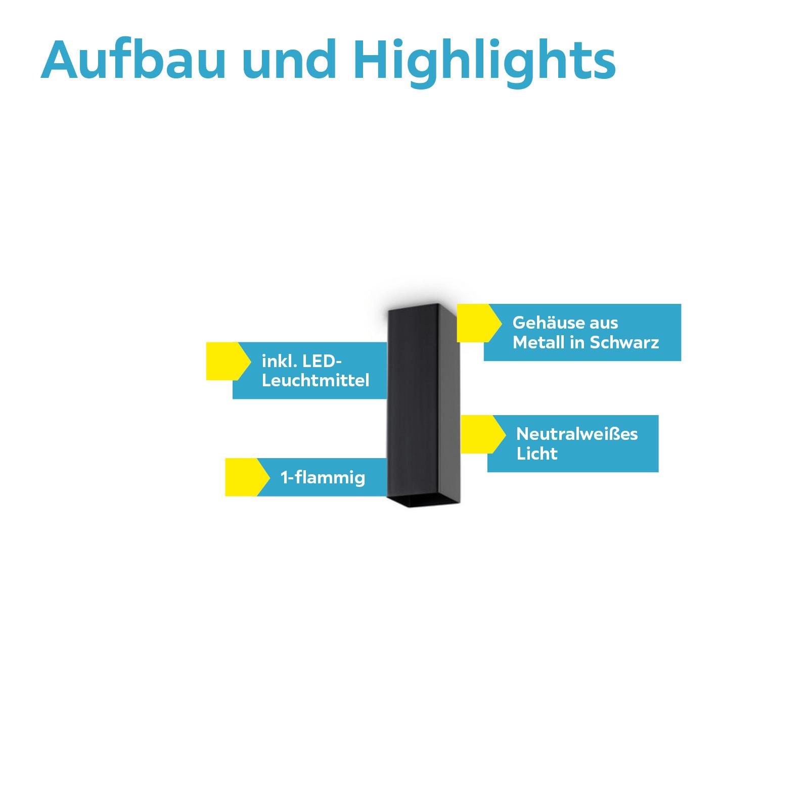 LED-Deckenleuchte Sky L: 6 cm 1-Flammig Quadratisch - Schwarz, KONVENTIONELL, Metall (6/20/6cm) - Ideal Lux