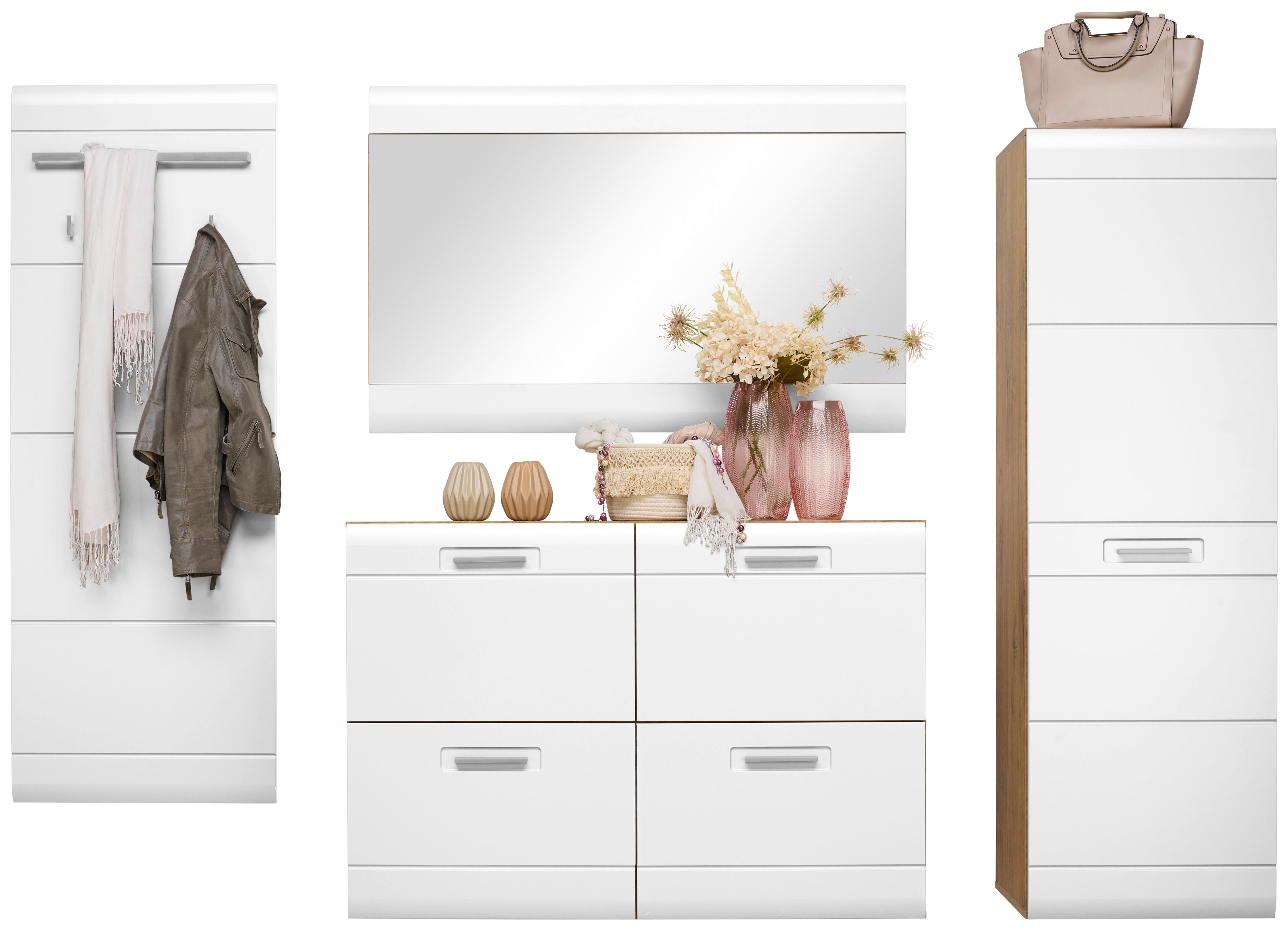 Garderoben-Set Auris Weiß/Eiche Dekor 4--Teilig. - Eichefarben/Weiß, MODERN, Holzwerkstoff (232/204,2/37,1cm) - Luca Bessoni
