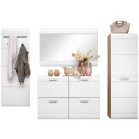 Garderoben-Set Auris Weiß/Eiche Dekor 4--Teilig. - Eichefarben/Weiß, MODERN, Holzwerkstoff (232/204,2/37,1cm) - Luca Bessoni