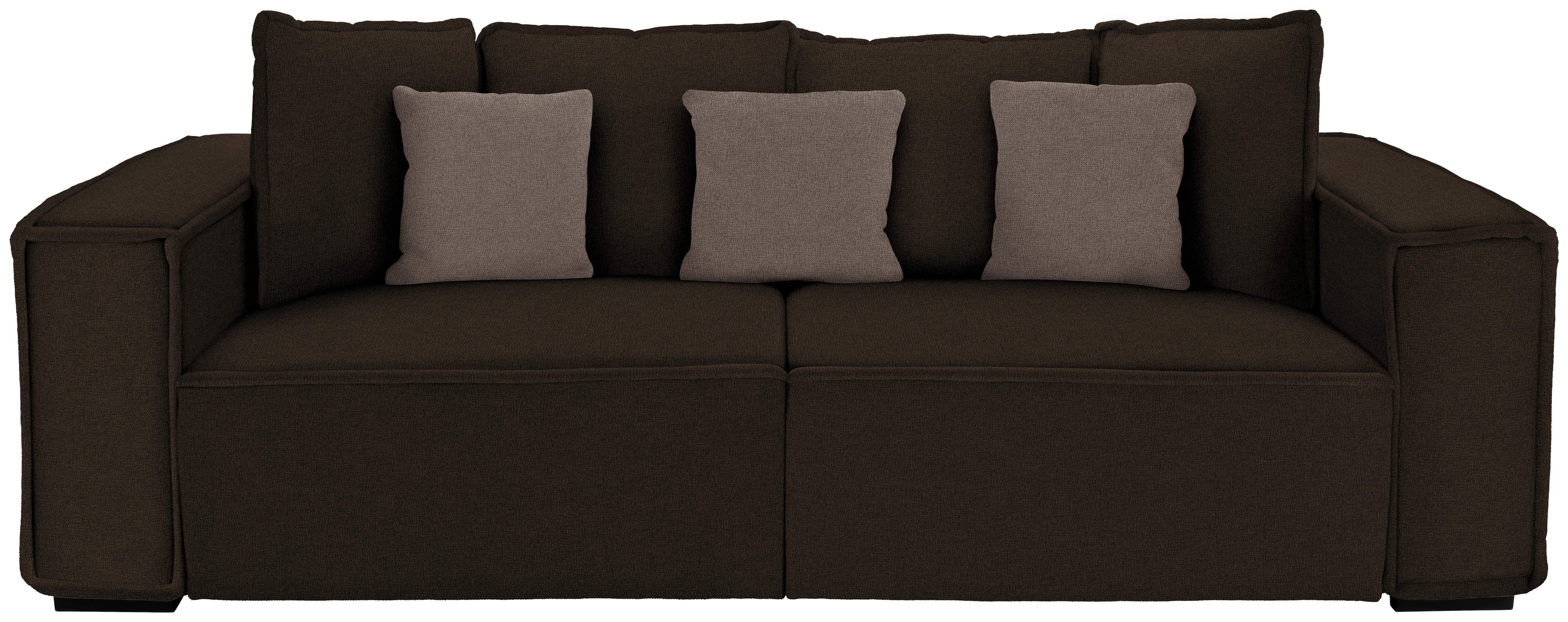 Bigsofa mit Kissen Surf, Webstoff - Taupe/Dunkelbraun, MODERN, Holz/Textil (244/62/117cm) - Luca Bessoni
