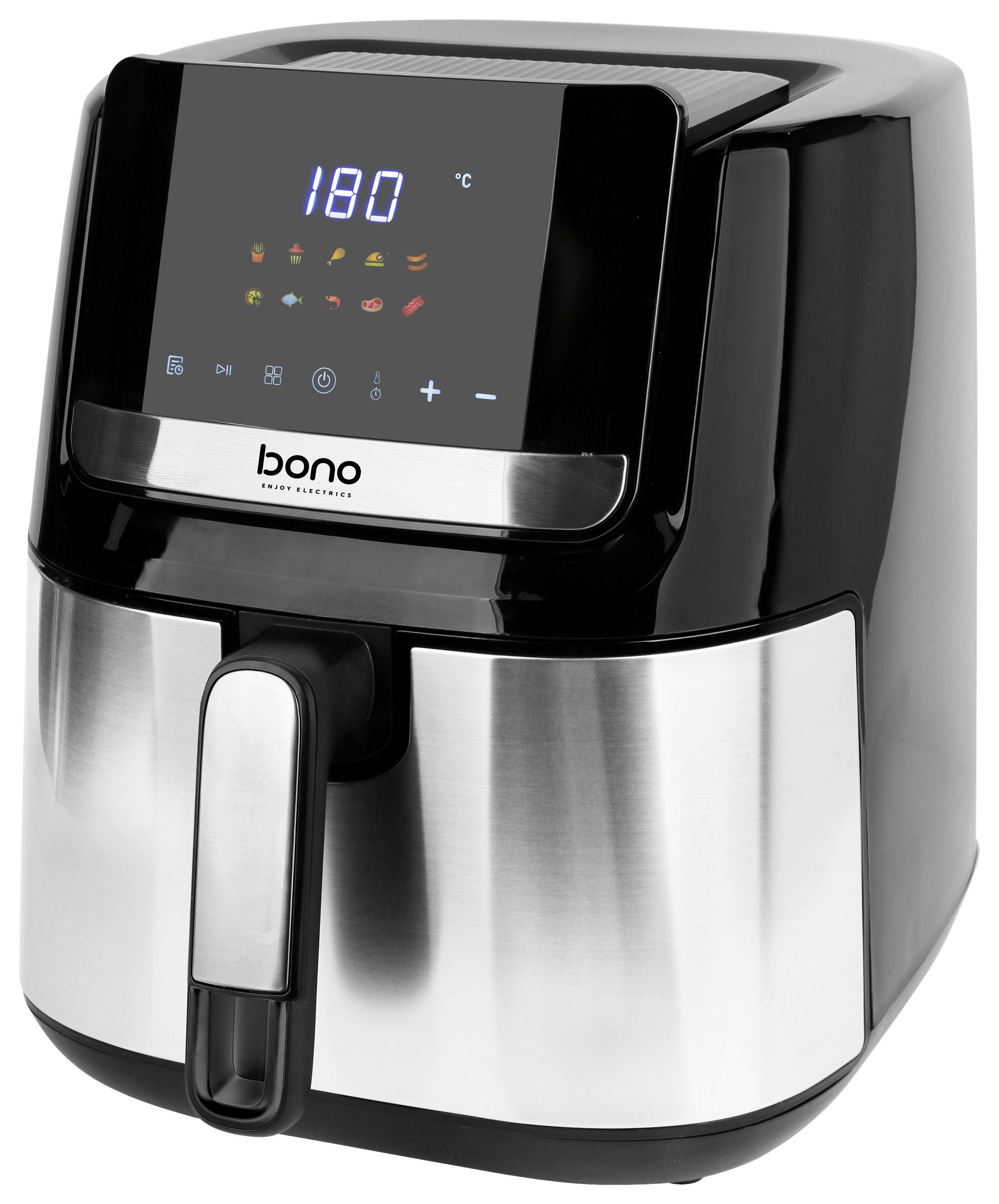 Heißluftfritteuse Samy - Edelstahlfarben/Schwarz, Basics, Kunststoff/Metall (37,1/28,4/32,2cm) - Bono