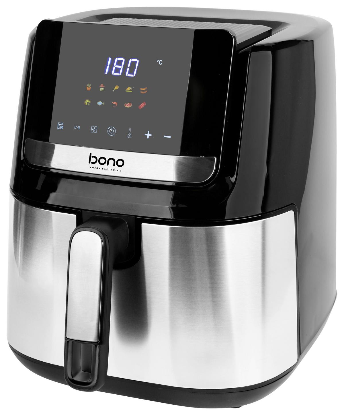 Heißluftfritteuse Samy - Edelstahlfarben/Schwarz, Basics, Kunststoff/Metall (37,1/28,4/32,2cm) - Bono