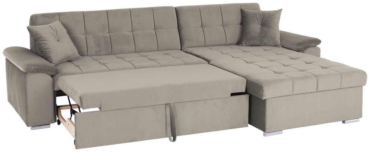 Ecksofa mit Schlaffunktion Keaton + Bettkasten, Beige - Beige, Basics, Textil (263/169cm) - Livetastic
