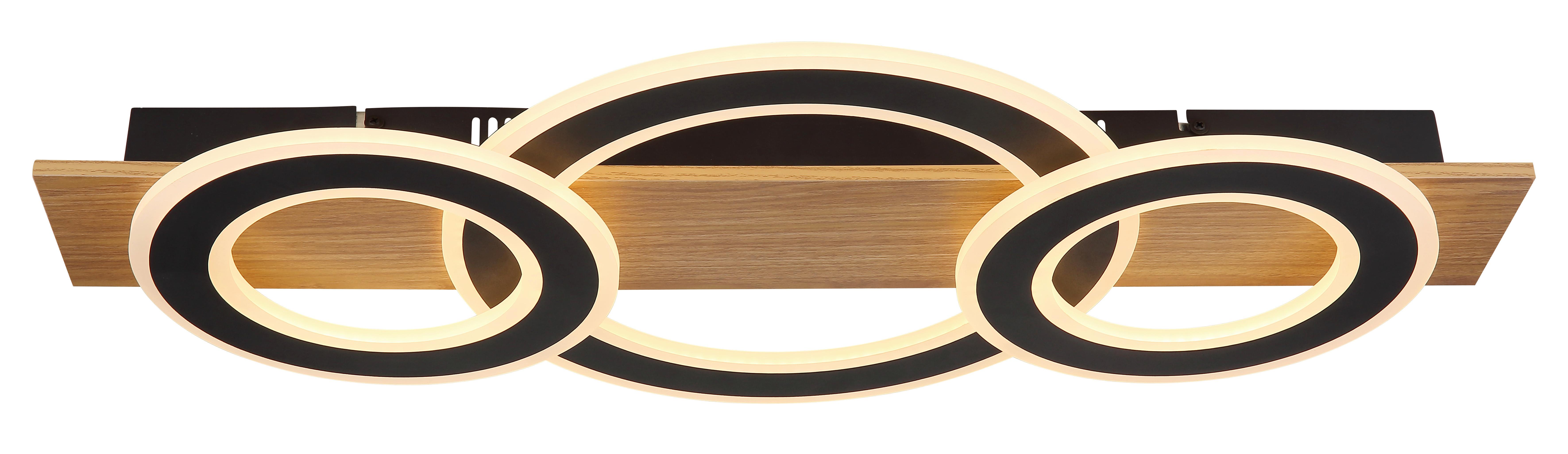 LED-Deckenleuchte 48038-50 - Dunkelbraun/Opal, Natur, Kunststoff/Metall (73/35/7cm) - Globo