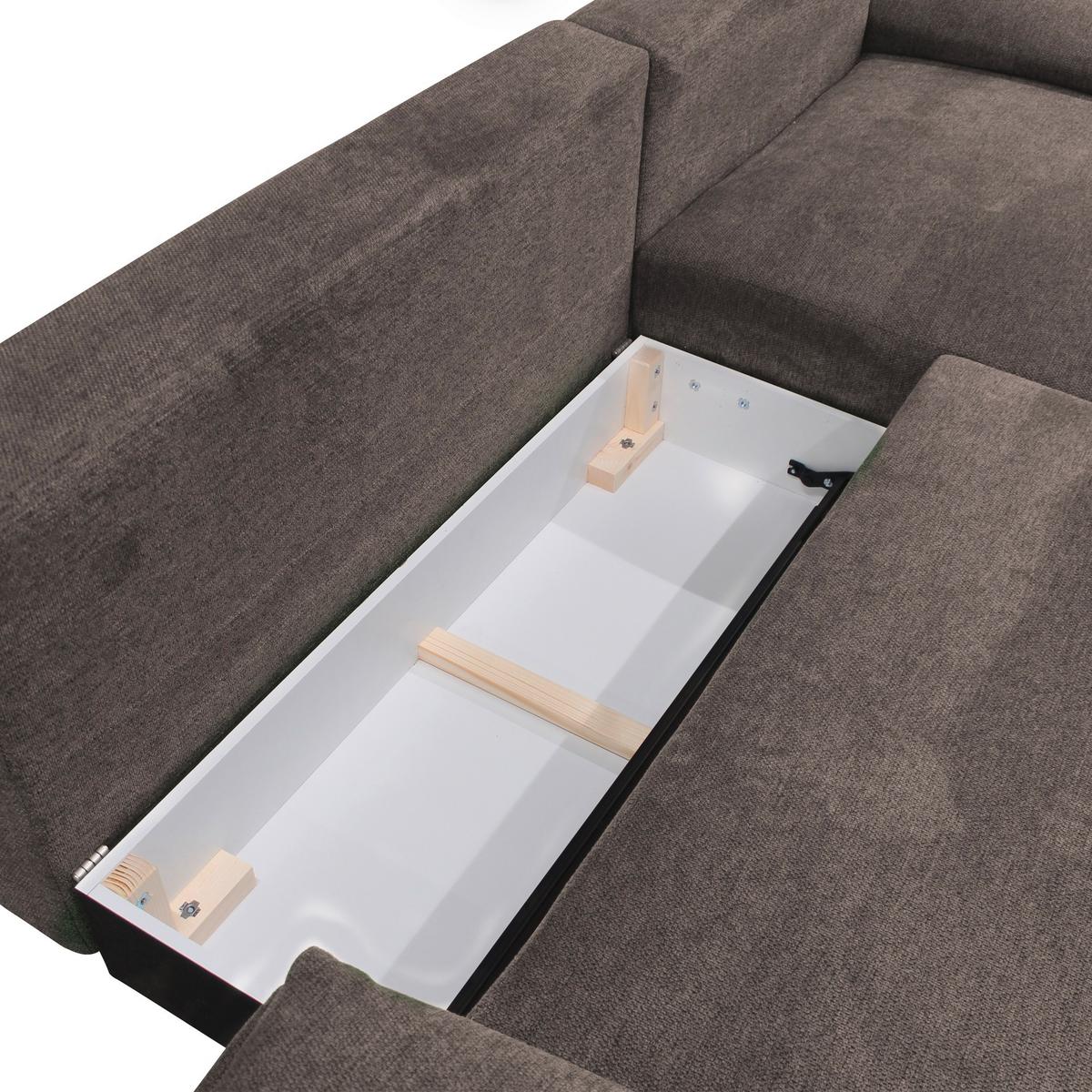 Ecksofa mit Bettkasten Lagacy 260x192 cm Webstoff Graubraun - Graubraun/Schwarz, Design, Textil (260/192cm) - MID.YOU