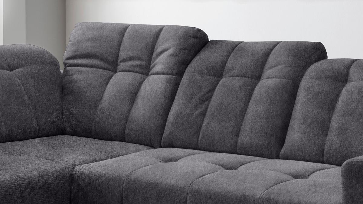 Ecksofa mit USB Anschluss Sano, Anthrazit, S: 200x261 cm - Anthrazit/Schwarz, MODERN, Textil (200/261cm) - Livetastic