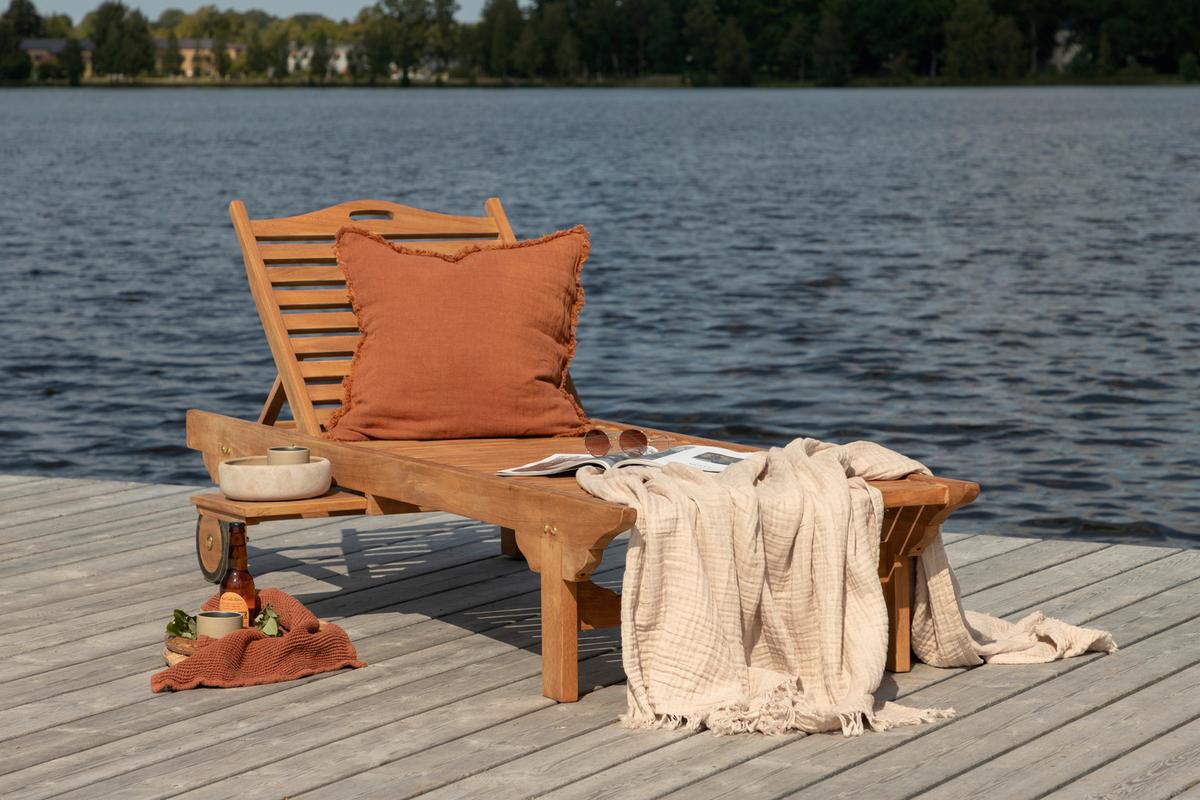 Sonnenliege Ghana - Teakfarben, KONVENTIONELL, Holz (200/33/65cm) - Gardenson