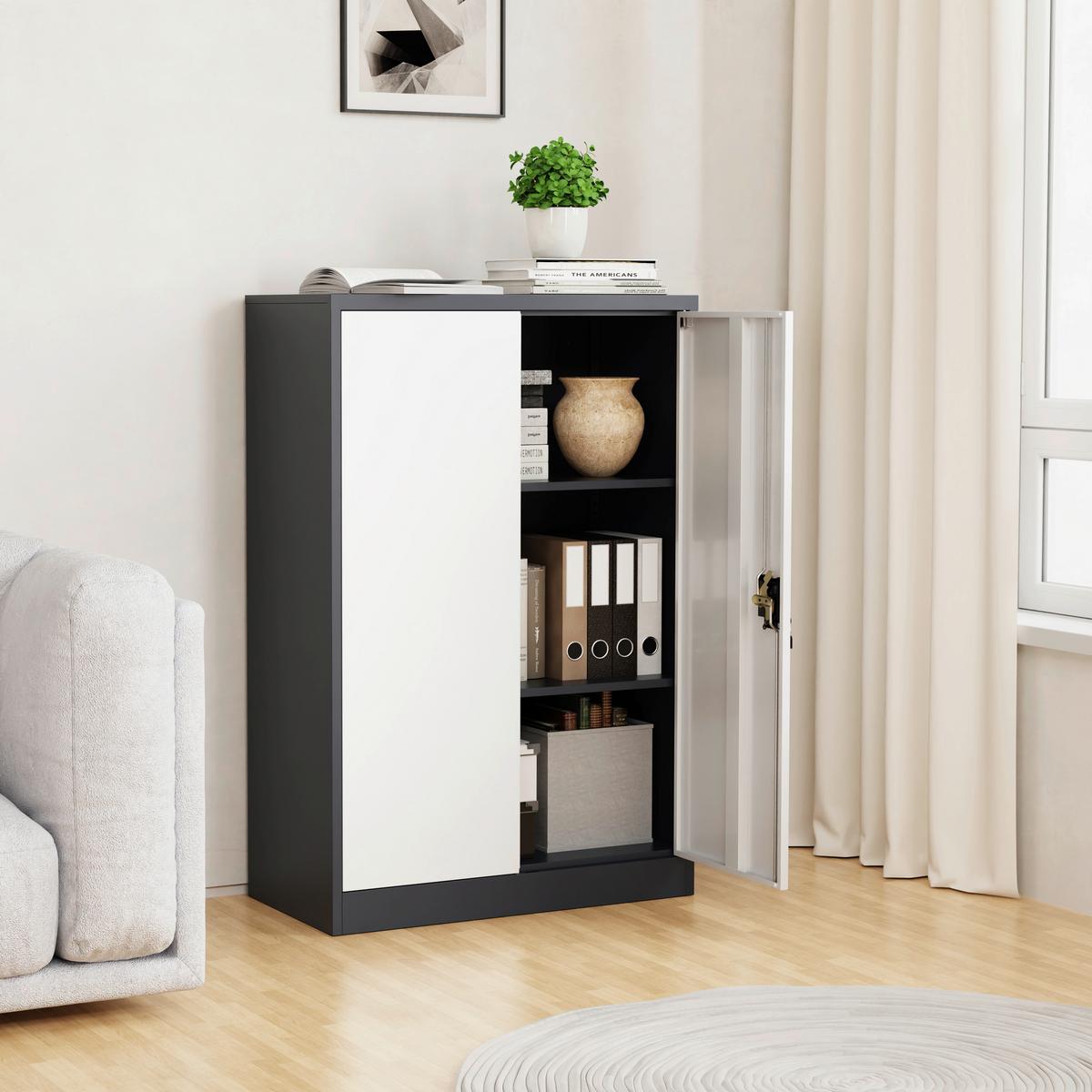 Aktenschrank Malivo Weiß/Anthrazit B: 80cm - Anthrazit/Weiß, KONVENTIONELL, Metall (80/120/40cm) - MID.YOU