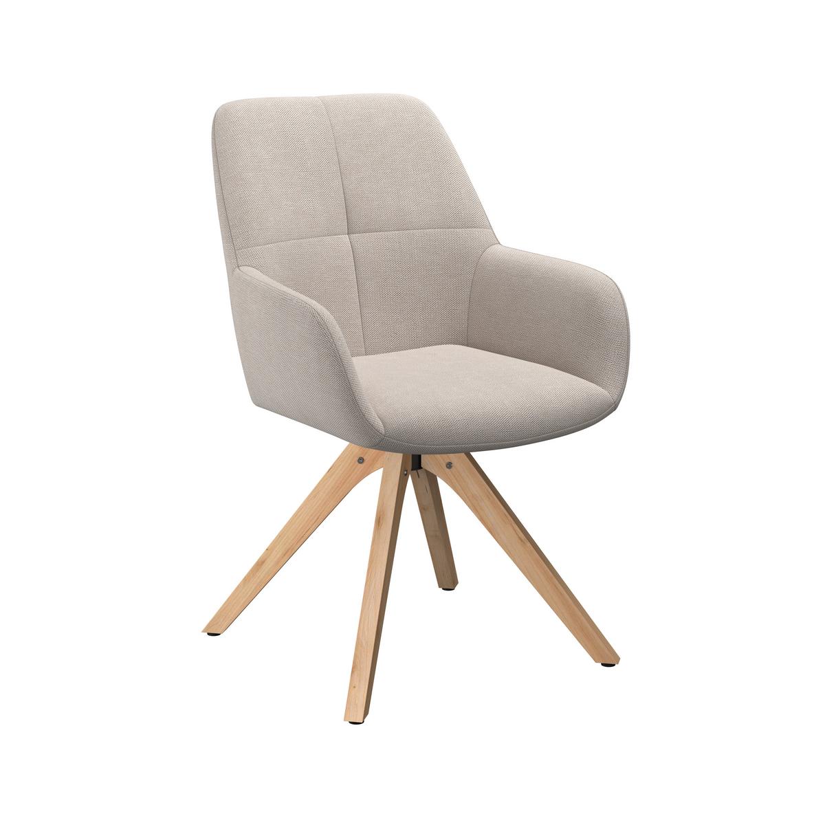 Armlehnstuhl Woody Webstoff beige, B: 64 cm - Beige/Naturfarben, Trend, Holz/Textil (64/83/61cm)
