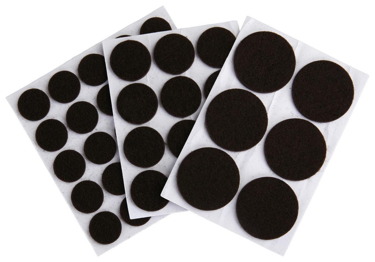 Filzgleiter-Set Versch. Größen 43--Teilig. Schwarz Selbstklebend - Schwarz, KONVENTIONELL, Textil (1cm)