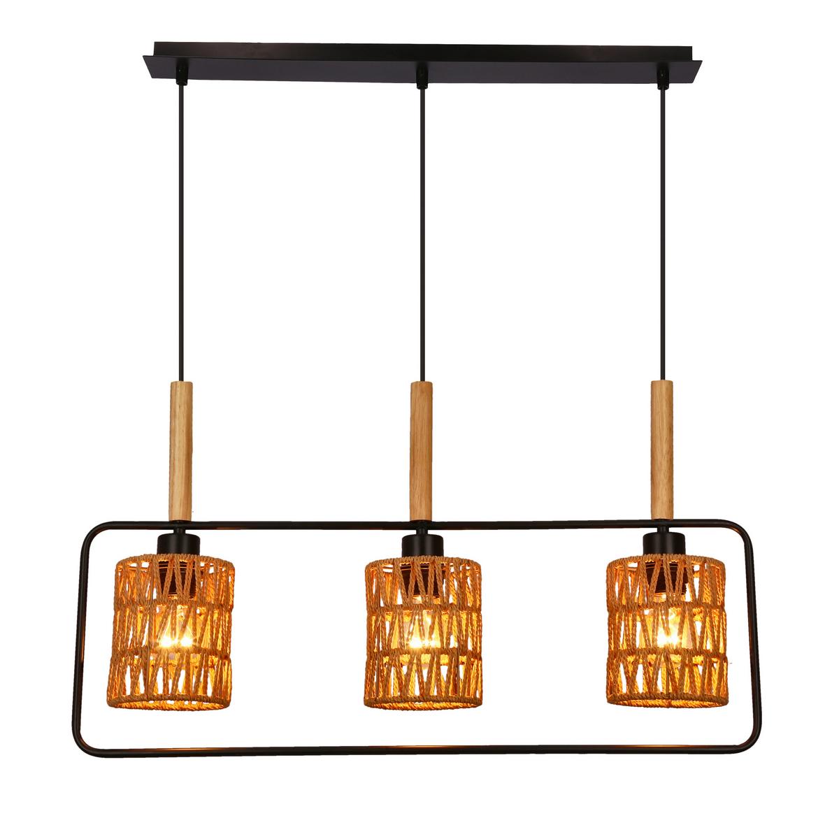 Pendelleuchte 33-26781 Crown - Beige/Schwarz, Natur, Textil/Metall (70/12/110cm)