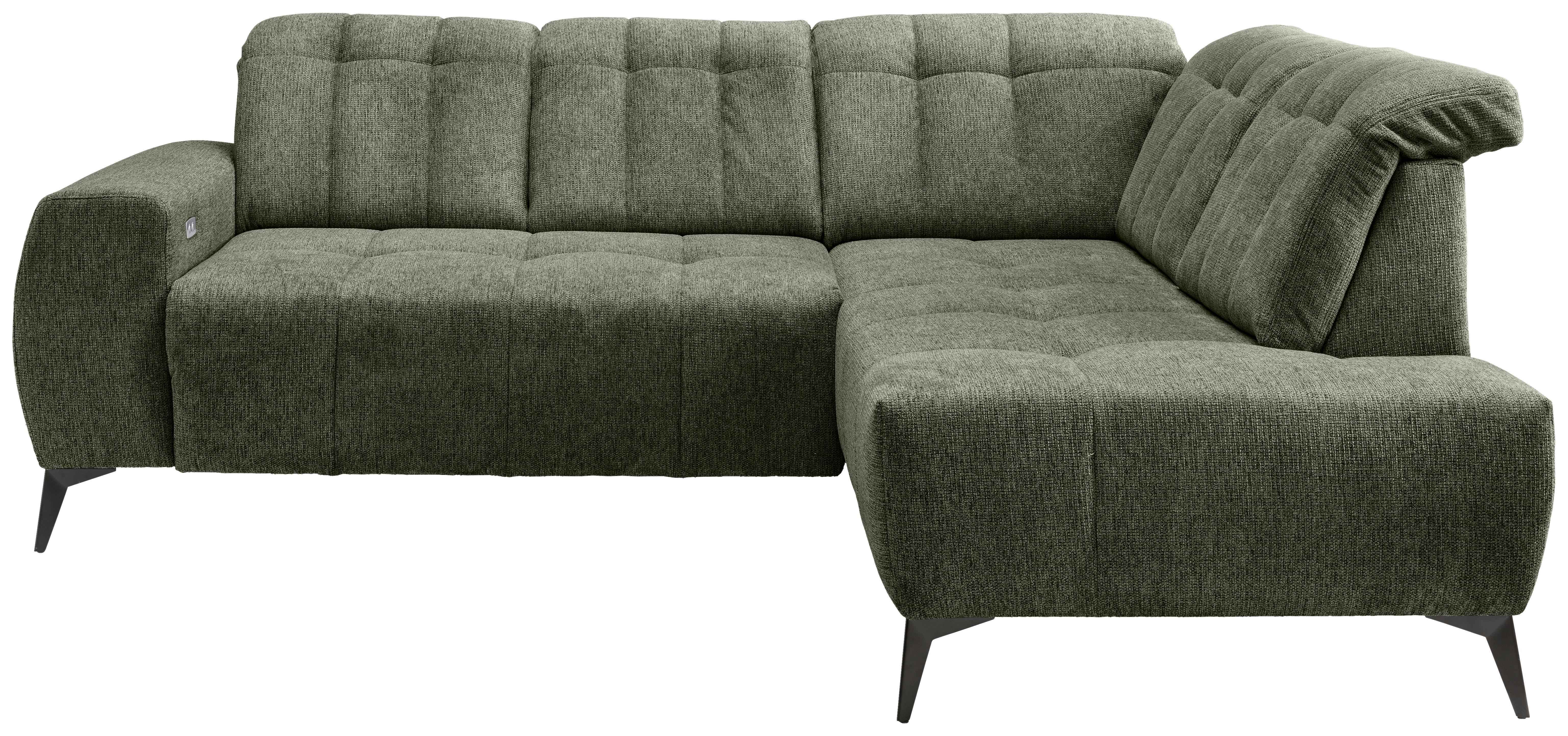 Ecksofa Sano, Grün S: 261x200 cm - Schwarz/Grün, MODERN, Textil (261/200cm) - Livetastic