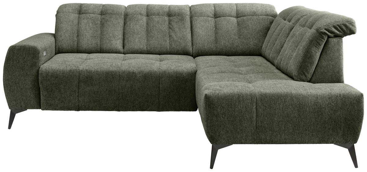 Ecksofa Sano, Grün S: 261x200 cm - Schwarz/Grün, MODERN, Textil (261/200cm) - Livetastic