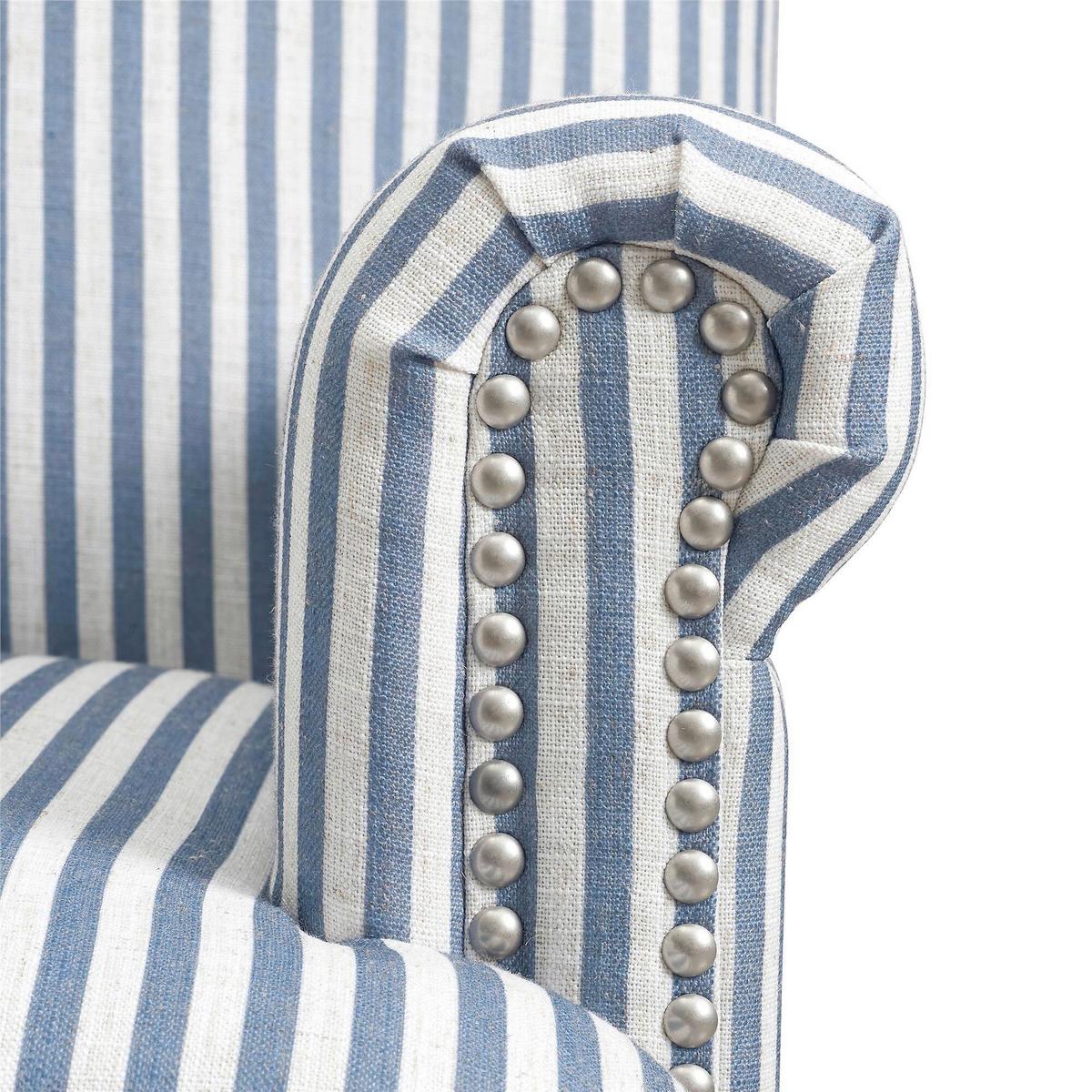 Ohrensessel Jaya Blau B: 76cm - Blau/Naturfarben, Design, Holz/Textil (76/89/73cm) - MID.YOU