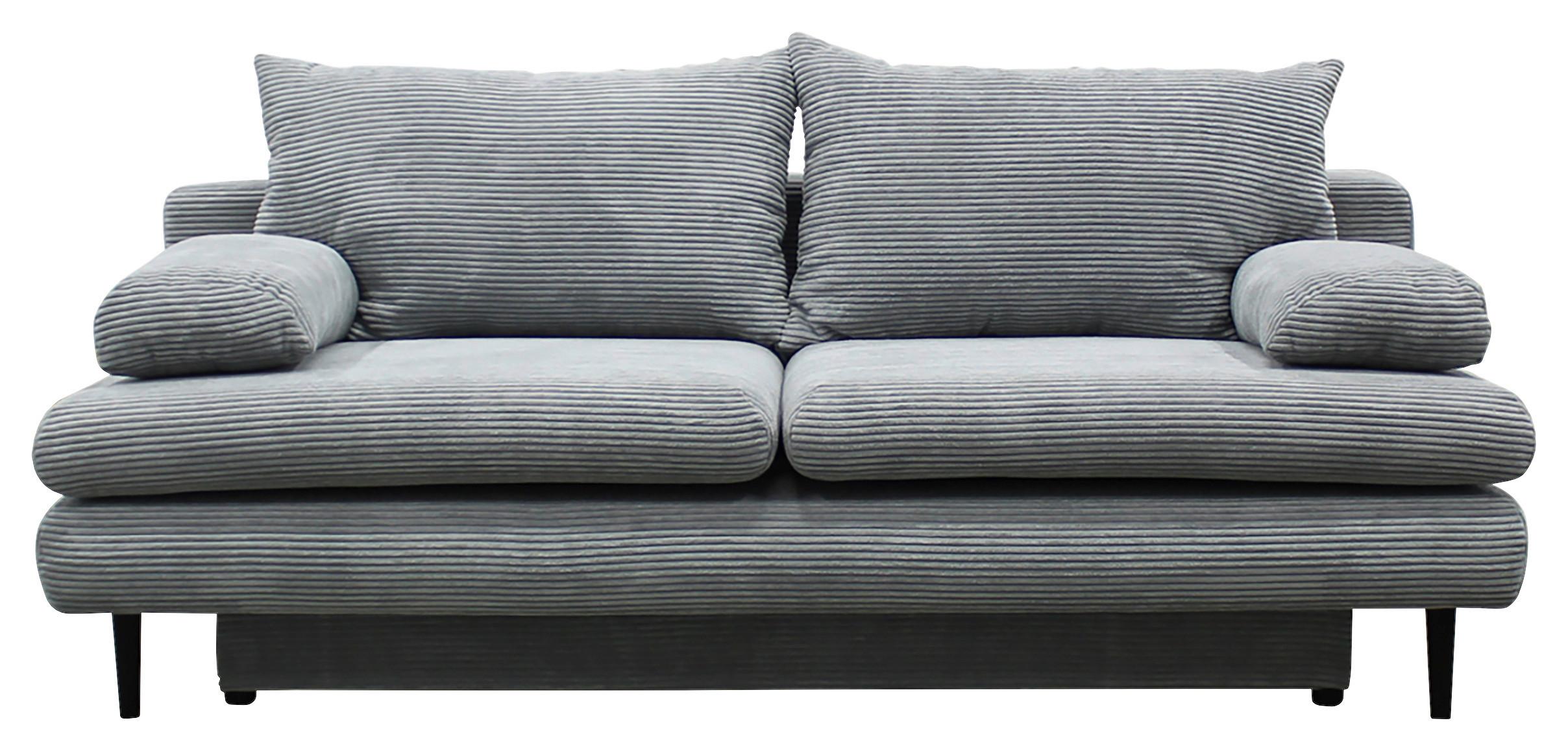 2-sitzer-sofa Mit Schlaffunkt. Fiore Und Bettkasten Hellgrau - Hellgrau/Schwarz, Design, Textil (202/85/99cm) - P & B