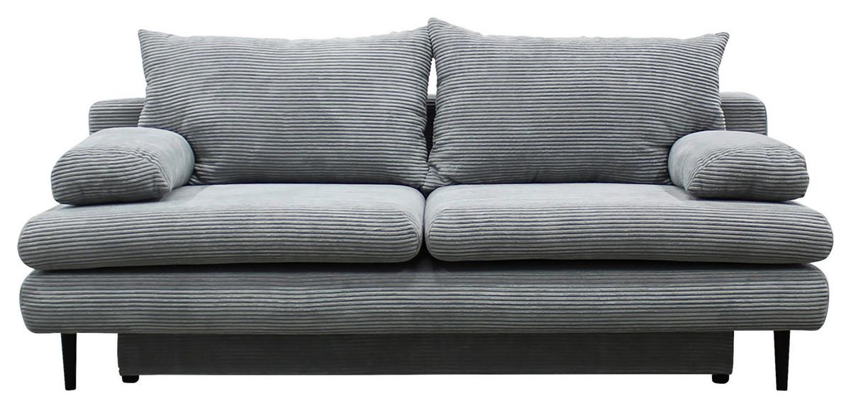 2-sitzer-sofa Mit Schlaffunkt. Fiore Und Bettkasten Hellgrau - Hellgrau/Schwarz, Design, Textil (202/85/99cm) - P & B