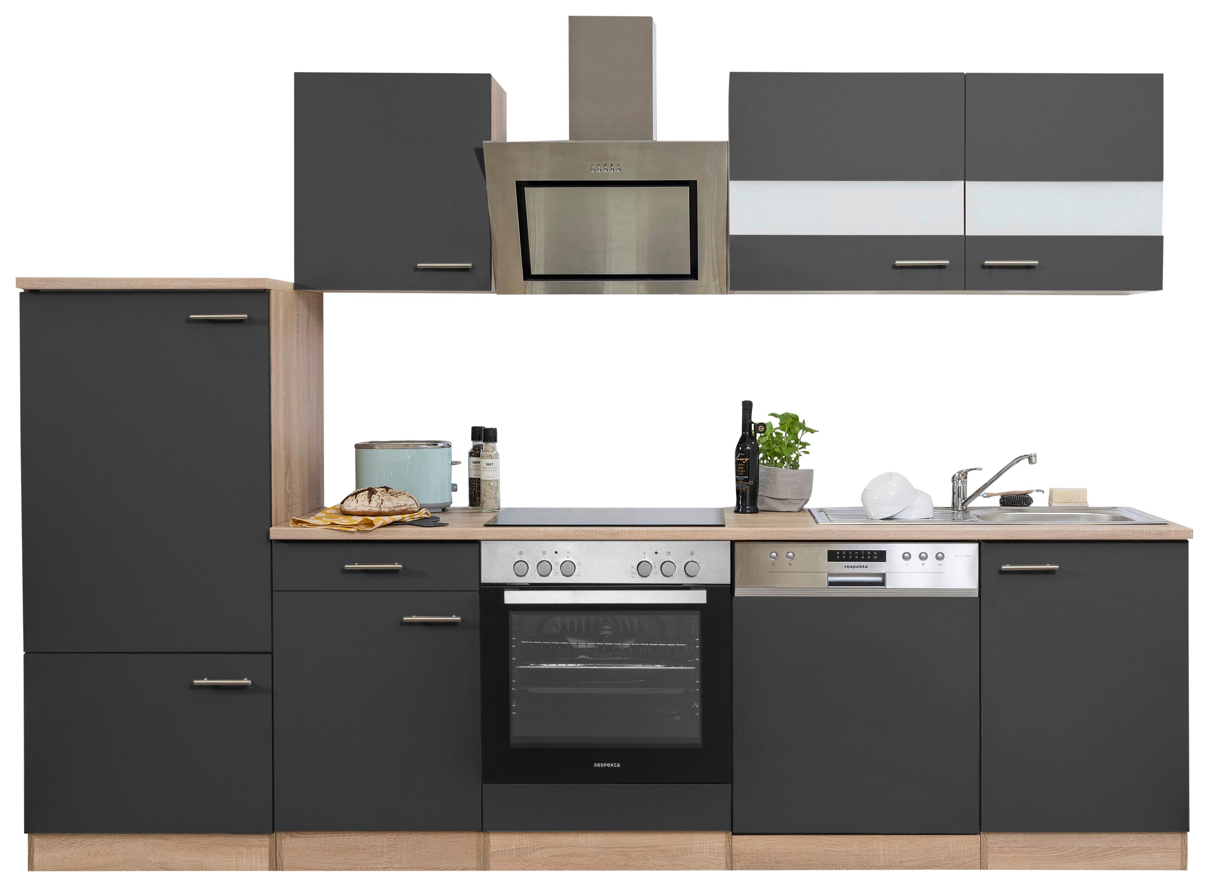 Küchenblock Merle Küchenblock 280 cm - Eichefarben/Grau, Basics, Holzwerkstoff (280cm) - Respekta