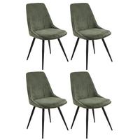 4er Stuhl-Set Corinna Bezug: Kord, Grün - Schwarz/Grün, MODERN, Holz/Textil (49/88/59cm) - MID.YOU
