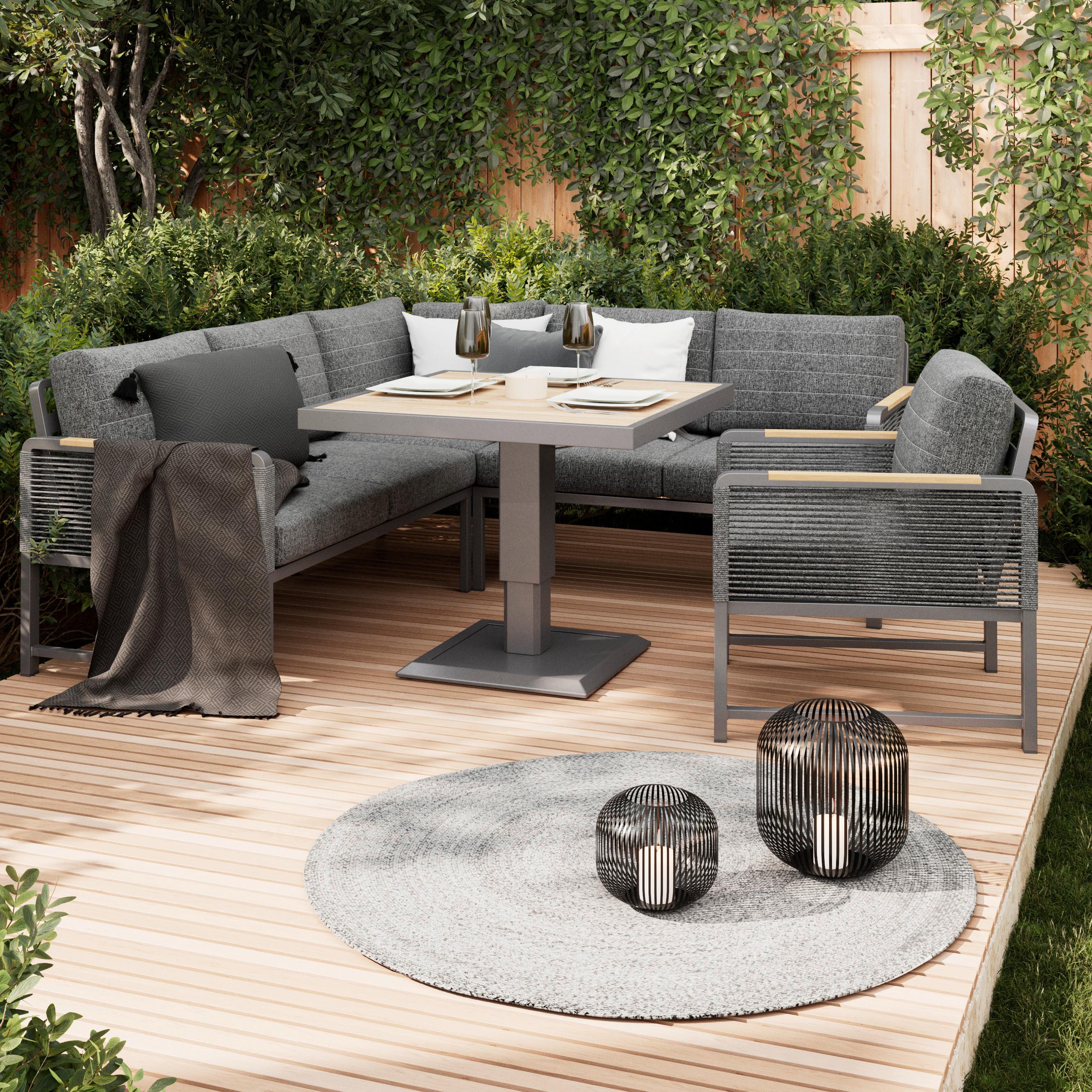 Loungegarnitur Washington Grau/Naturfarben, 4-teilig - sivá/prírodná farba, Modern, kov/textil (192,5kg) - Mömax