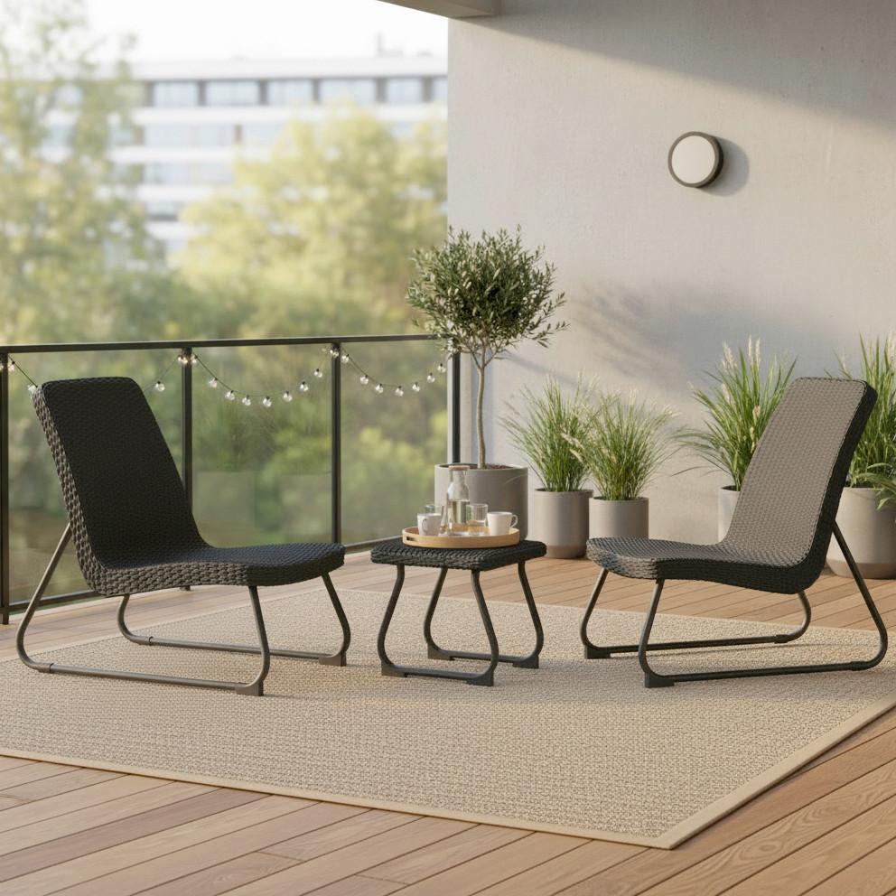 Záhradná súprava AUGUSTINA tm. sivá - tmavosivá, Modern, kov/plast - Bessagi Garden