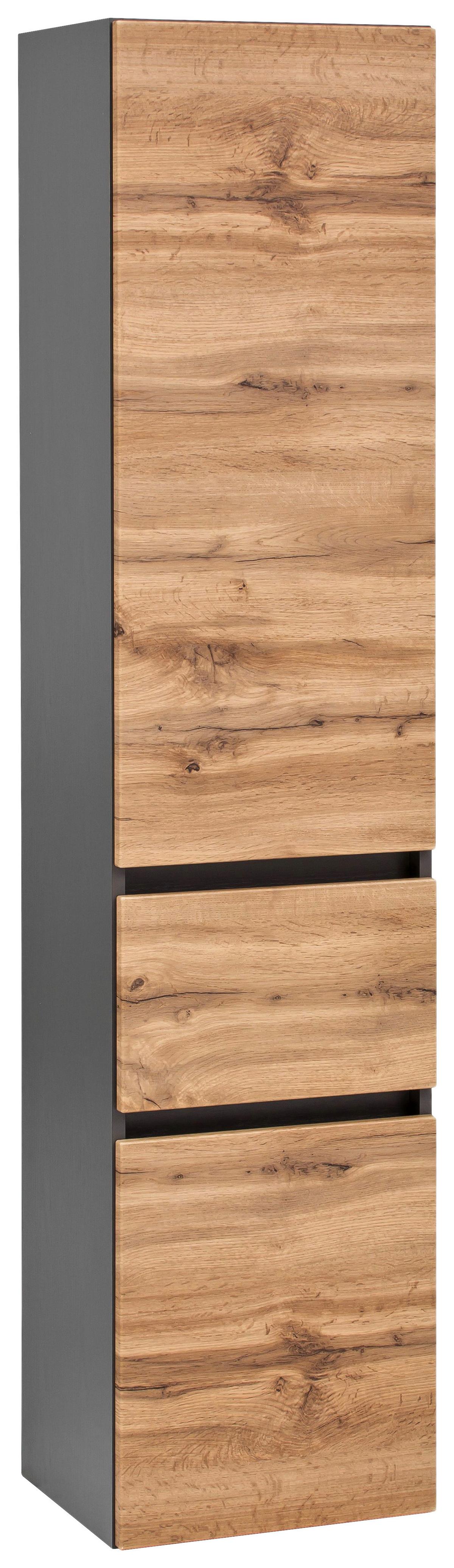 Hochschrank Kopenhagen B: 40 Cm Graphit-/eichefarben - Eichefarben/Silberfarben, KONVENTIONELL, Holzwerkstoff (40/180/35cm) - Held