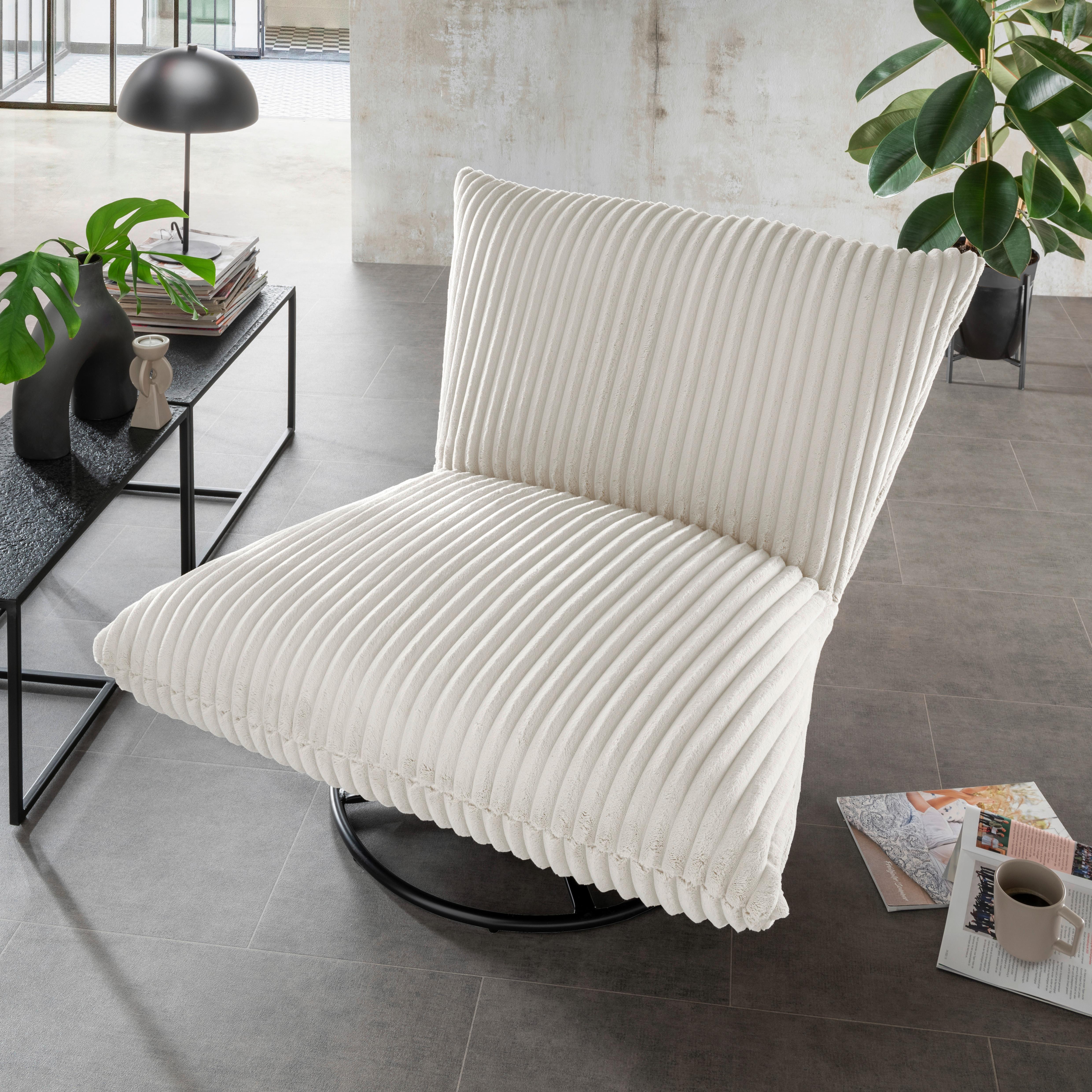 Relaxsessel Cremona Weiß B: 100 Cm - Schwarz/Weiß, Design, Textil (100/78/96cm) - Livetastic