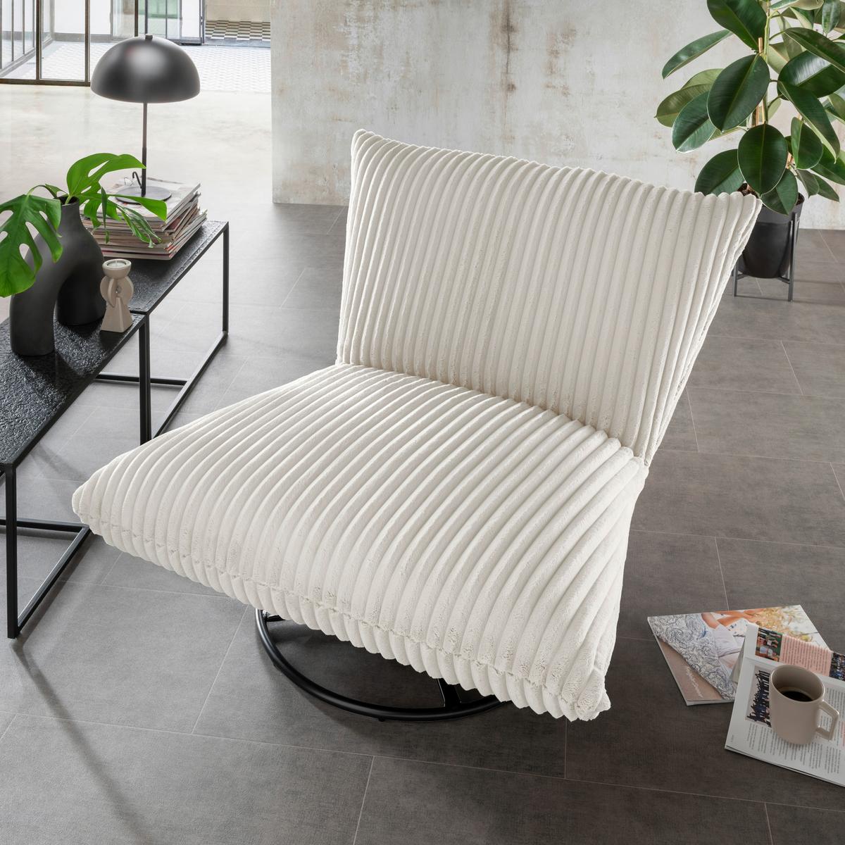 Relaxsessel Cremona Weiß B: 100 Cm - Schwarz/Weiß, Design, Textil (100/78/96cm) - Livetastic