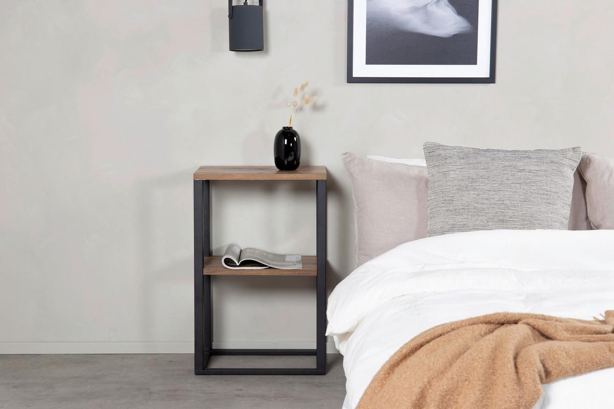Nachttisch Rise - Schwarz/Braun, Design, Holzwerkstoff/Metall (30/70/45cm) - Livetastic